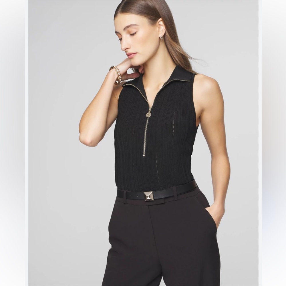White House Black Market - Zip-Up Tank Top / Vest - Black. Great layering piece.